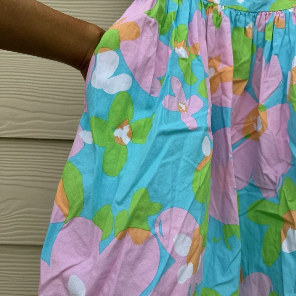 Lilly Pulitzer Y2K Floral Strapless Dress Sz4 Bow Back Fit Flare Preppy Cottage - Picture 9 of 10